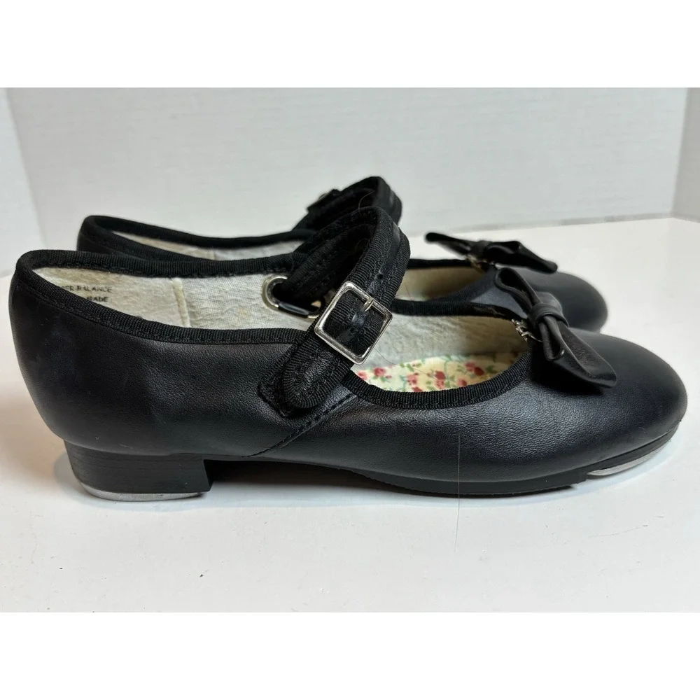 Capezio Girls Mary Jane Tap Shoes Size 2M Black Leather or Patent PVC Dance Shoe